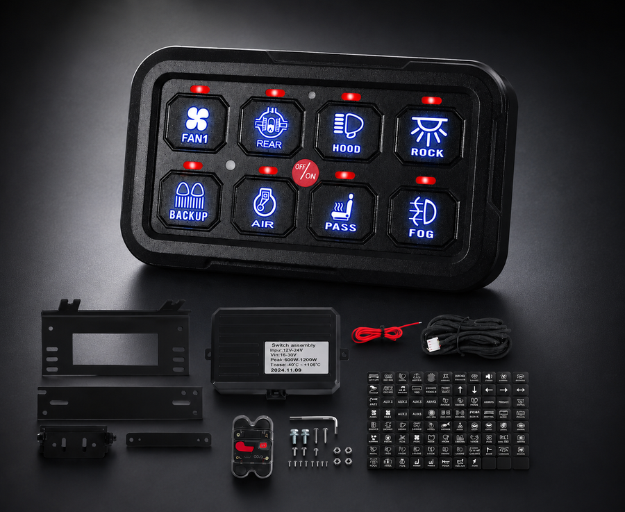 Control Panel with 8 Switches (12-24V)